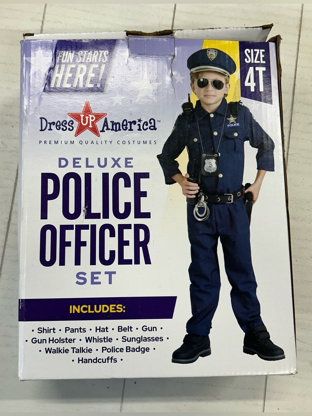 Dress Up America Deluxe Police officer set costume, 4t (3-4) New Never Worn